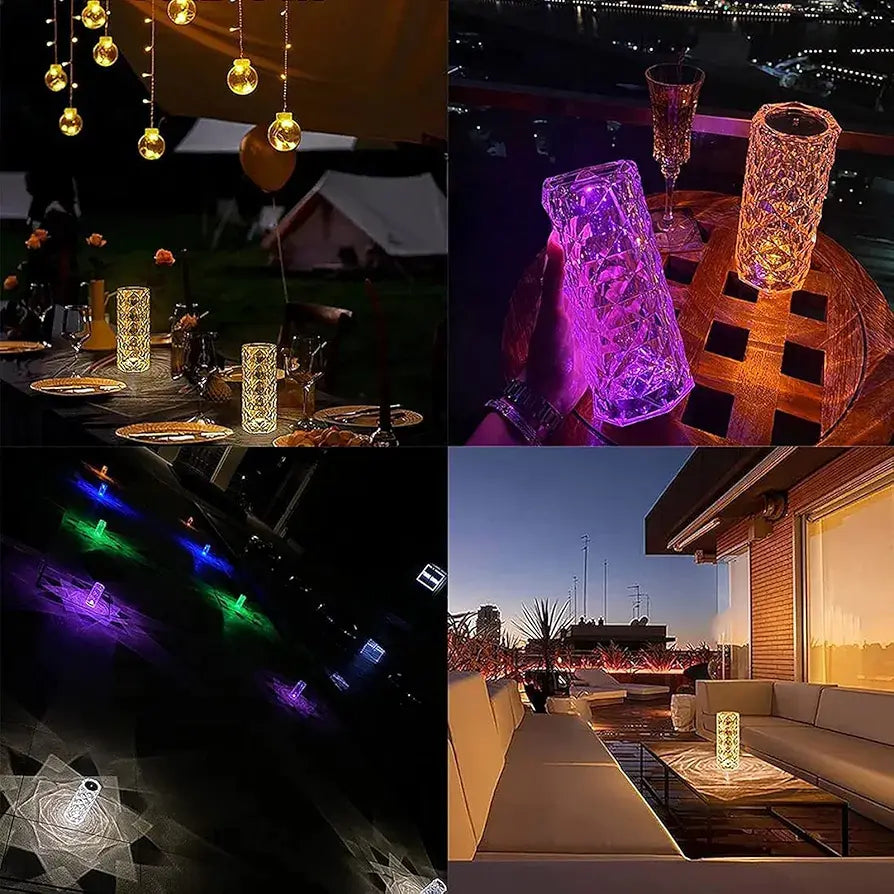 Crystal Table Lamp 16 Colors Changing with Remote Control Rechargeable LED Lighting Home Decor Touch Control Lamp