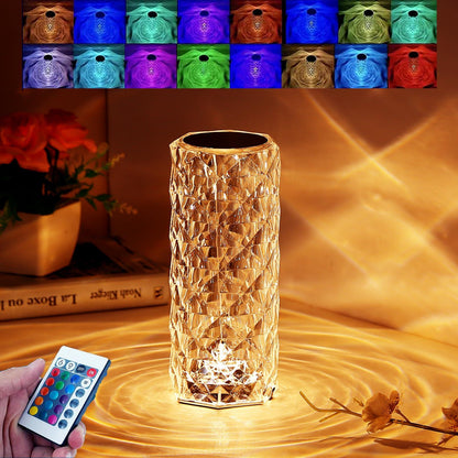 Crystal Table Lamp 16 Colors Changing with Remote Control Rechargeable LED Lighting Home Decor Touch Control Lamp