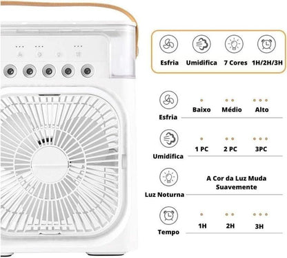 Portable Air Conditioner Fan,900ML Personal Air Conditioner with Ice Tray,5in1 Timming Evaporative Air Cooler,Cooling Fan with 7 Colors Light, 5 Sprays,3 Speeds,Ac Fan for Small Room,Office,Car,Camp