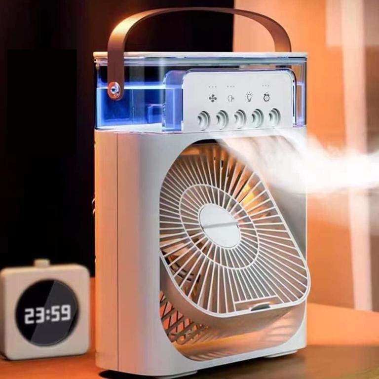 Portable Air Conditioner Fan,900ML Personal Air Conditioner with Ice Tray,5in1 Timming Evaporative Air Cooler,Cooling Fan with 7 Colors Light, 5 Sprays,3 Speeds,Ac Fan for Small Room,Office,Car,Camp