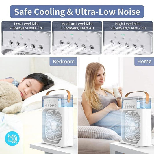 Portable Air Conditioner Fan,900ML Personal Air Conditioner with Ice Tray,5in1 Timming Evaporative Air Cooler,Cooling Fan with 7 Colors Light, 5 Sprays,3 Speeds,Ac Fan for Small Room,Office,Car,Camp